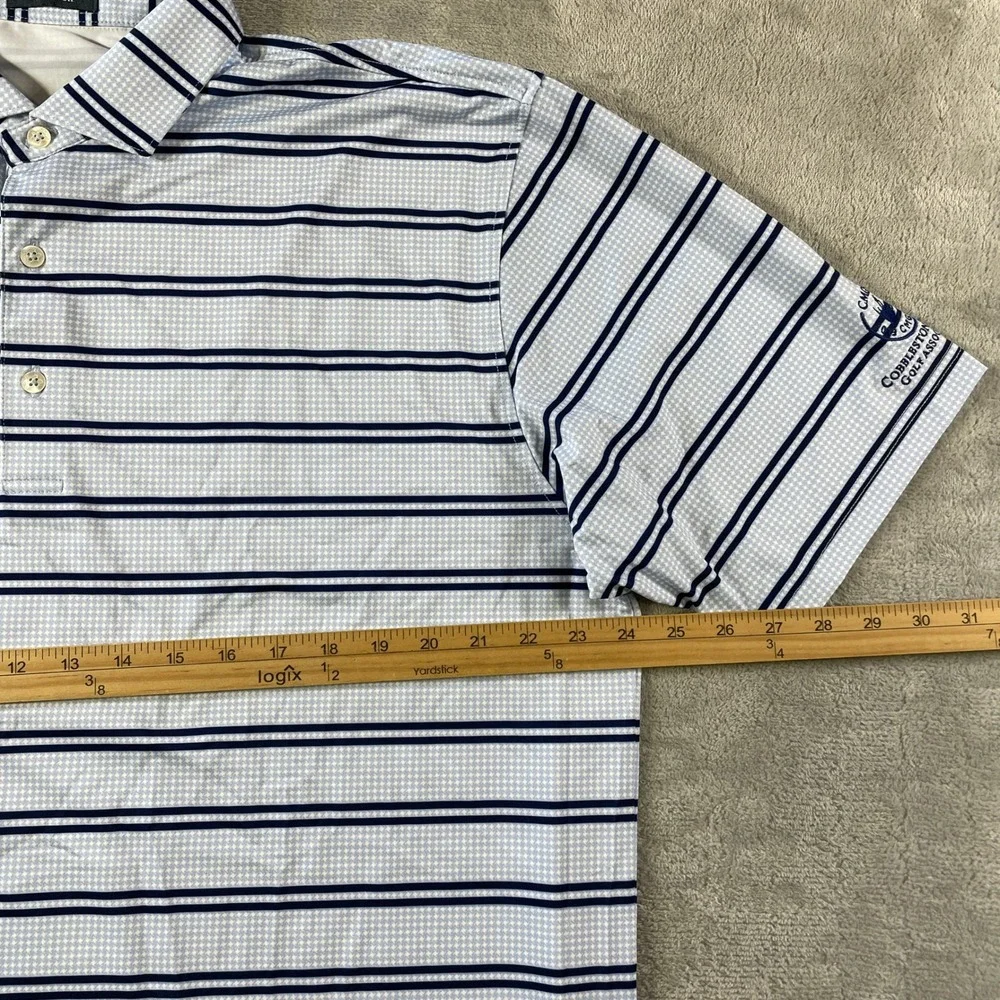 Turtleson Polo Shirt Mens XL Blue Striped Golf Stretch Lightweight Preppy Casual - Picture 4 of 9